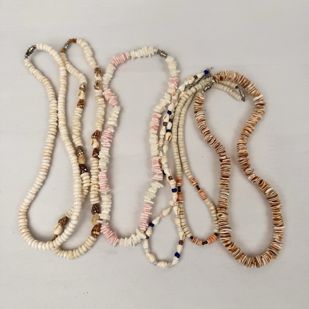 Puka Sea Shell Necklaces Lot (17) Vintage Y2K Dyed Hawaiian Surfer Beach Wedding - Picture 5 of 7